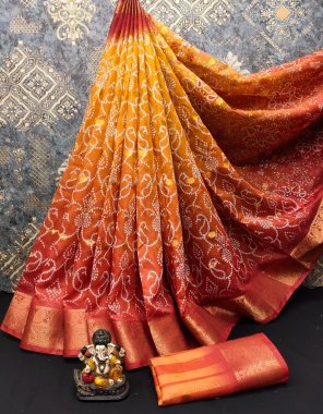 orange linen cotton with zari weaving fabric weaving work festive 