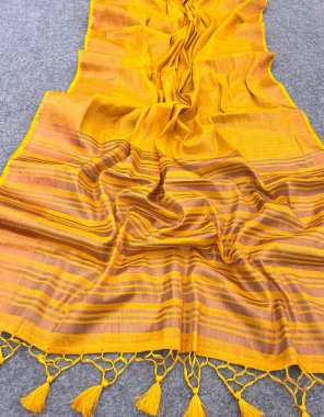 yellow pure linen cotton  fabric weaving work party wear 