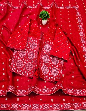 red pure viscose weaving jari & sequance work | blouse - heavy work jacket blouse with inner also blouse and stitched fabric weaving work party wear 
