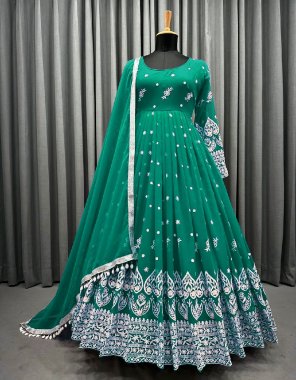 green top - fox georgette | work - embroidery | inner - crepe | stitching type - m ( 38 ) | l ( 40 ) |xl ( 42 ) | dupatta - fox georgette | work - four side fancy lace border with kodi lace ( 2.20 m) | pant - american silk | stitch - upto 44 with full stitched with elastic fabric embroidery work party wear 