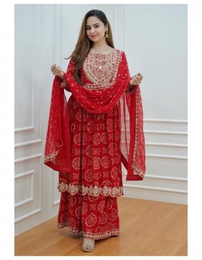 red top / bottom / dupatta - heavy rayon | work - heavy embroidery mirror work fabric embroidery work ethnic 