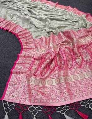 pink satin pure banarasi silk  fabric weaving work festive 