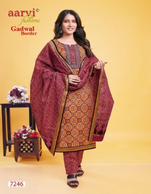 orange top - gadhwal border cambric | bottom - cambric cotton printed | dupatta - gadhwal border mulmul dupatta ( 2.25 m)  fabric printed work festive 