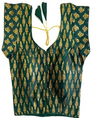 dark green banarasi silk | front open pattern  fabric jacquard work casual 