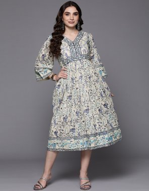 navy blue cotton with embroidered bell sleeves fabric embroidery work party wear 