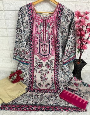 pink top - pure lawn | bottom - pure lawn printed | dupatta - pure lawn ( 2.25 m) [ pakistani copy ] fabric printed work casual 