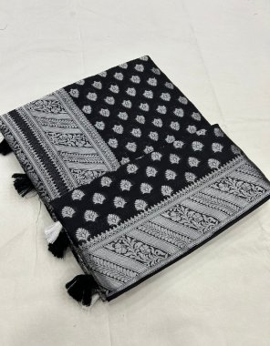 black pure silver chinon with silver zari weaving | jacquard body butti fabric weaving work ethnic 