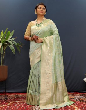 pista pure silk handloom saree with pure jari weaving work fabric weaving work casual 