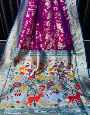 pink handloom weaving pure soft kanjivaram silk paithani saree | blouse - silk weaving with zari border  fabric weaving work ethnic 