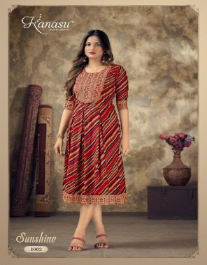maroon heavy rayon capsule print ( 14kg quality ) flair with embroidery work | length - 45 flair - 42 fabric printed work ethnic 