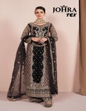 black top - heavy bluming georgette embroidered | dupatta - butterfly net with embroidered | bottom / inner - dull santoon with work fabric embroidery work casual 