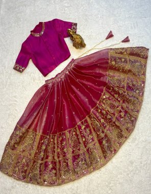 pink blouse - banglori satin with hand sleeves embroidered sleeves & neck work | lehenga - soft burberry silk with sequins butta work & thread work and sequance work | linning / inner - micro cotton fabric sequance work festive 
