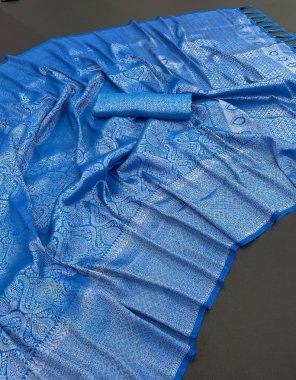 navy blue kubera pattu fabric weaving work casual 