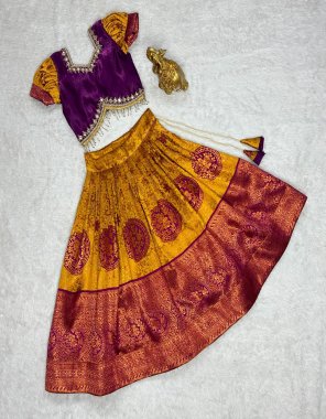 yellow blouse - banglori satin with mirror handwork and lace border work | lehenga - cotton silk with jacquard weaving work & zari weaving work | linning / inner - micro cotton fabric weaving work festive 