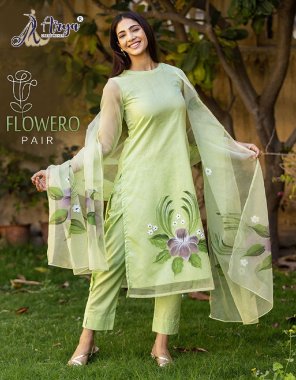 green kurti - heavy georgette print | pant - muslin silk | dupatta - georgette print  fabric printed work festive 