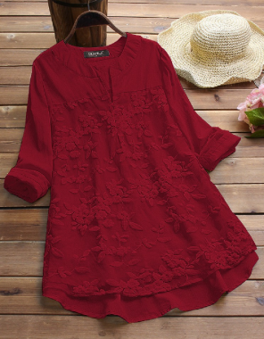 red cotton embroidery fabric embroidery work casual 