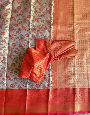 red zari weaved dharmavaram silk fabric weaving work casual 