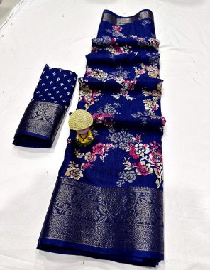 navy blue dola silk with jacquard work | running blouse  fabric digital printed work casual 