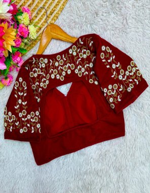 maroon pure velvet | sleeves - 10 inch + | pad - yes | height - 15 inch + fabric handcrafted work party wear 
