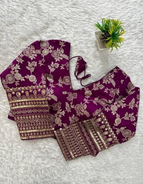 rani pure dola silk with golden weaving | sleeves - 3/4 | linning - cotton astar | open - back with hook n roop | pattern - v neck | pad - yes padded fabric weaving work ethnic 