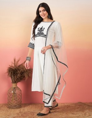 white silk blend | work - thread embroidery fabric embroidery work casual 