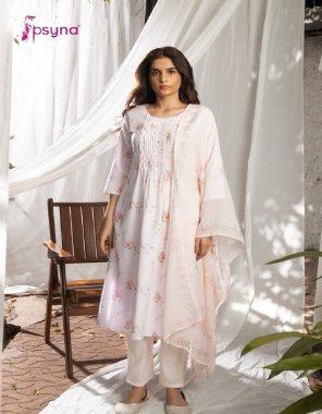 white top - poly linen | bottom - cotton cambric | dupatta - printed mal mal  fabric printed work party wear 