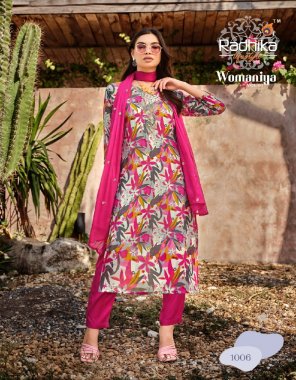 pink top - chinon digital print with inner | pant - heavy santoon | dupatta - chinon with work | length - 46 fabric digital printed work ethnic 