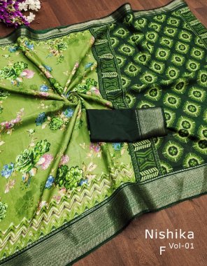 dark green soft viscose silk with floral kalamkari digital printed  fabric digital printed work festive 