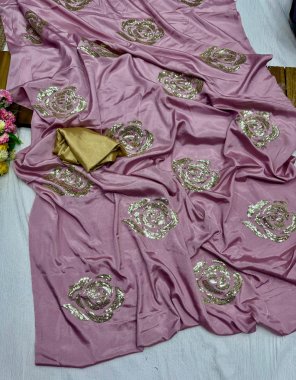 pink soft silk with hand sequance butta | blouse - silk ( unstitch ) fabric sequance work ethnic 
