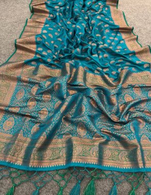 sky blue ultra satin banarasi silk fabric weaving work ethnic 