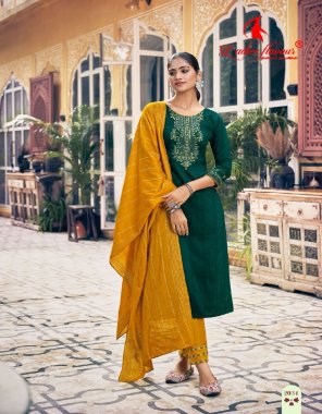 dark green top - heavy chinon with embroidery seqaunce work | bottom - chinon with embroidery work | dupatta - chanderi viscose weaving ( 2.20m cut & 34 panna )  fabric embroidery work festive 