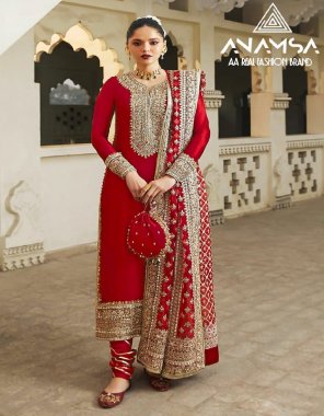 red top - pure fox georgette with heavy embroidered with sequance work | bottom & inner - heavy dull santoon | dupatta - pure fox georgette heavy fancy dupatta with embridery  fabric embroidery work casual 