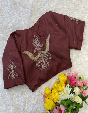 brown muskan silk | sleeves - 10 inch | pad - yes | height - 15 inch fabric handwork work party wear 