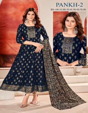 navy blue top  & bottom - heavy 14kg rayon with multi gold print fabric printed work festive 