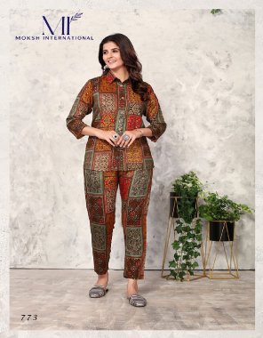 brown top - premium rayon export quality | pent - premium rayon export quality with 2 pocket  fabric printed work festive 