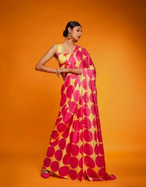 yellow saree - satin silk | blouse - satin silk with digital printed fabric digital printed work festive 