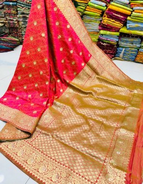pink kanchipuram pure silk handloom saree fabric weaving work festive 