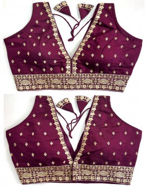 wine heavy silk | sleeves - 11inch sleeves | height - 15.5 inch | back side open | v shape neck  fabric embroidery  work ethnic 