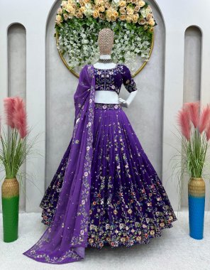 blue lehenga - faux georgette with digital printed | work - thread with sequance work | size - upto 44 | inner - micro | flair - 3m canvas and cancan | choli - faux georgette with digital printed and thread work | size - upto 42 ( unstitched ) | dupatta - faux goegette with thread sequance work ( 2.20 m)  fabric sequance work party wear 