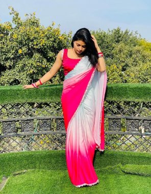pink saree - dev sena satin fabric with siroski lace border | blouse - satin fabric siroski lace work  fabric digital printed work festive 