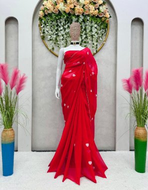 red saree - faux georgette | work - sequance work | type - ready to wear | size - upto 42 | blouse - faux  georgette with sequance work ( 0.80cm unstitched )  fabric sequance work casual 