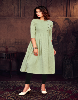 parrot green dyed viscose | length  45 to 48 fabric attched button work work casual 