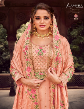 pink top - pure viscose chinon with heavy exclusive embroidery with fancy diamond & tiki work | dupatta - heavy chinon with heavy embroidery and diamond tiki work  | bottom - inner - dull santoon fabric embroidery + diamond work work ethnic 