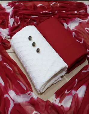 red top - chiken siffly cotton | bottom - heavy cotton | dupatta - naznin shaburi print fabric siffly work work casual 