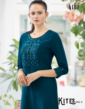 rama blue silk with embroidery and sequance neck work fabric sequance neck work+ embroidery work casual 