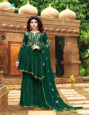 dark green georgette  fabric embroidery work casual 