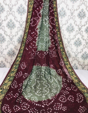 maroon art silk fabric bandhej print work casual 