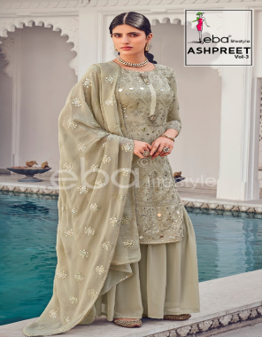 grey top - foux georgette with heavy embroidery work | dupatta - foux georgette with heavy embroidery work | bottom  & inner - dull santoon fabric heavy emboridery work casual 