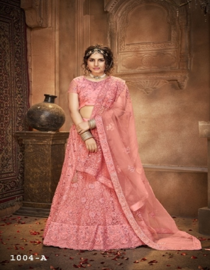light pink blouse - net with silk - inner - satin | lehenga - net with silk satincan can & canvas in border | dupatta - net fabric multi sequance embroidery work casual  