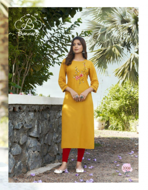 yellow rayon  fabric embroidery work casual 